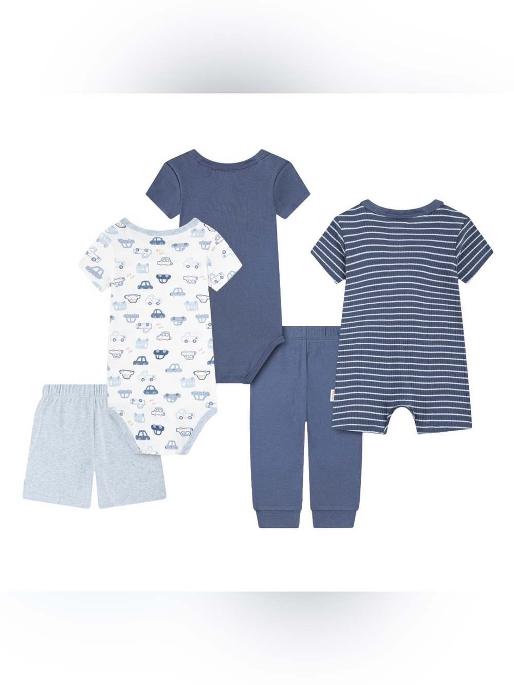 NWT Huggies Baby Boys 5-Piece Blue Car Themed Layette Set size 6M - Picture 2 of 7